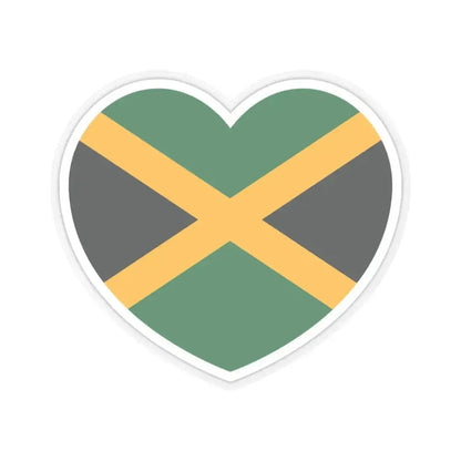 Heart Flag of Jamaica - STICKER Vinyl Kiss-Cut Decal 3 Inch Transparent - The Sticker Space