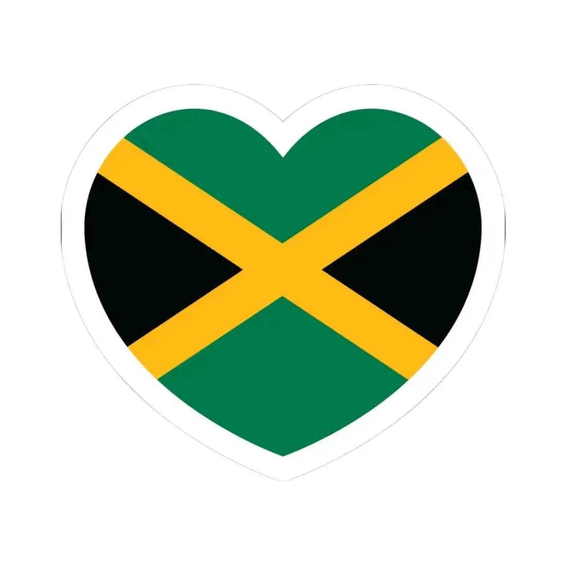 Heart Flag of Jamaica - STICKER Vinyl Kiss-Cut Decal 3 Inch White - The Sticker Space