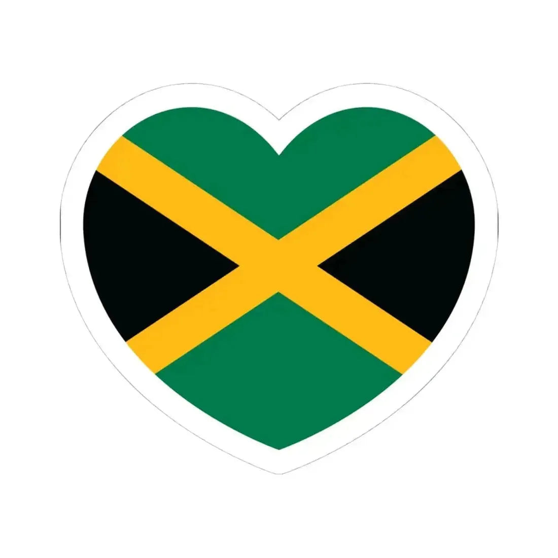 Heart Flag of Jamaica - STICKER Vinyl Kiss-Cut Decal 4 Inch White - The Sticker Space
