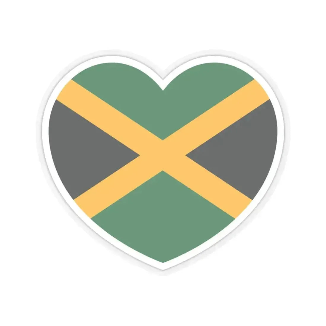 Heart Flag of Jamaica - STICKER Vinyl Kiss-Cut Decal 6 Inch Transparent - The Sticker Space