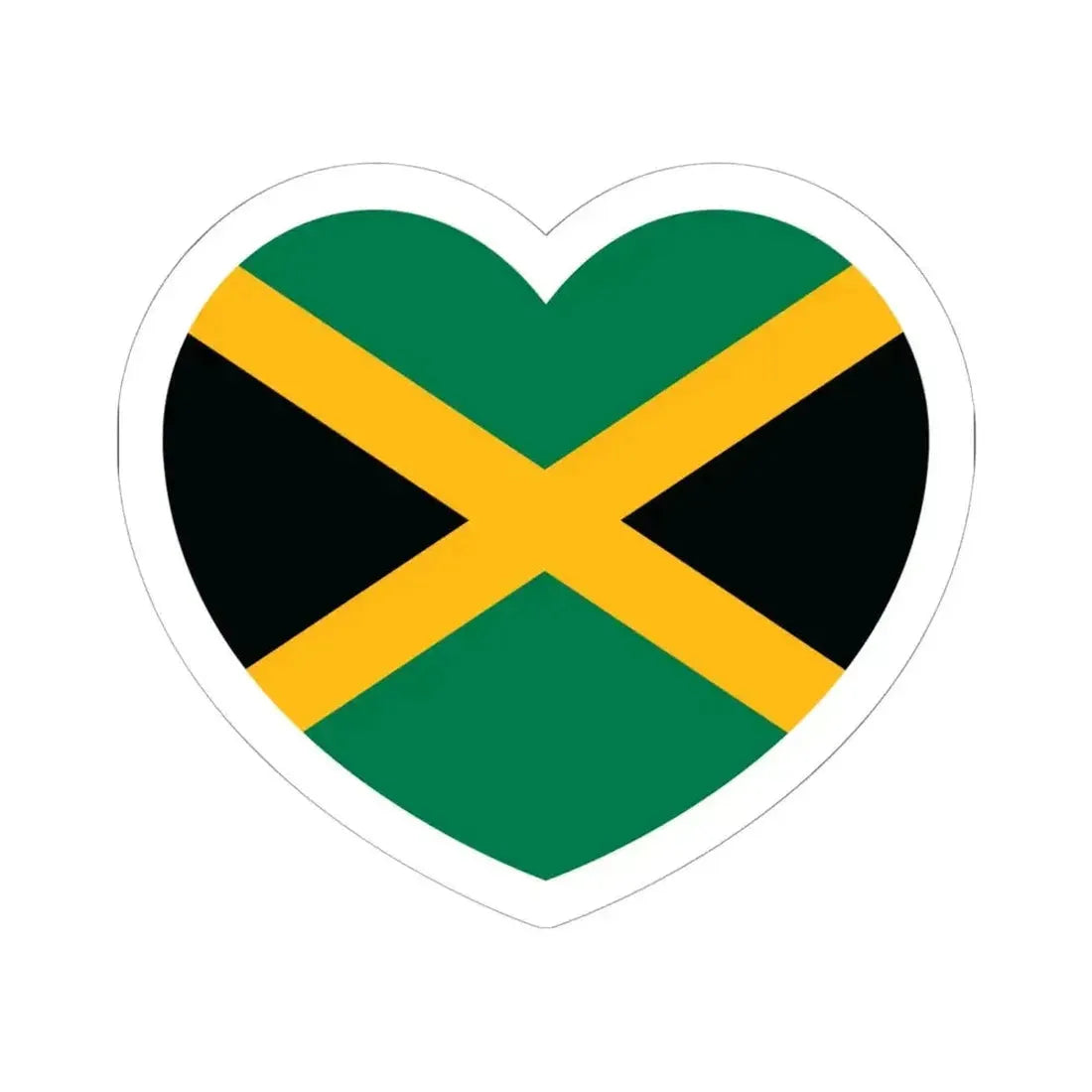 Heart Flag of Jamaica - STICKER Vinyl Kiss-Cut Decal 6 Inch White - The Sticker Space