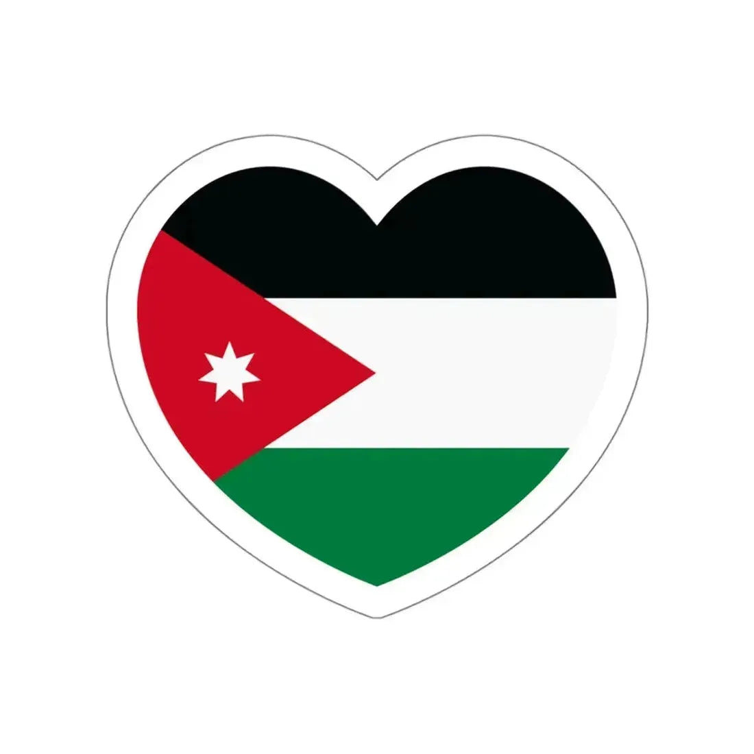 Heart Flag of Jordan - STICKER Vinyl Die-Cut Decal White Die-Cut 4 Inch - The Sticker Space