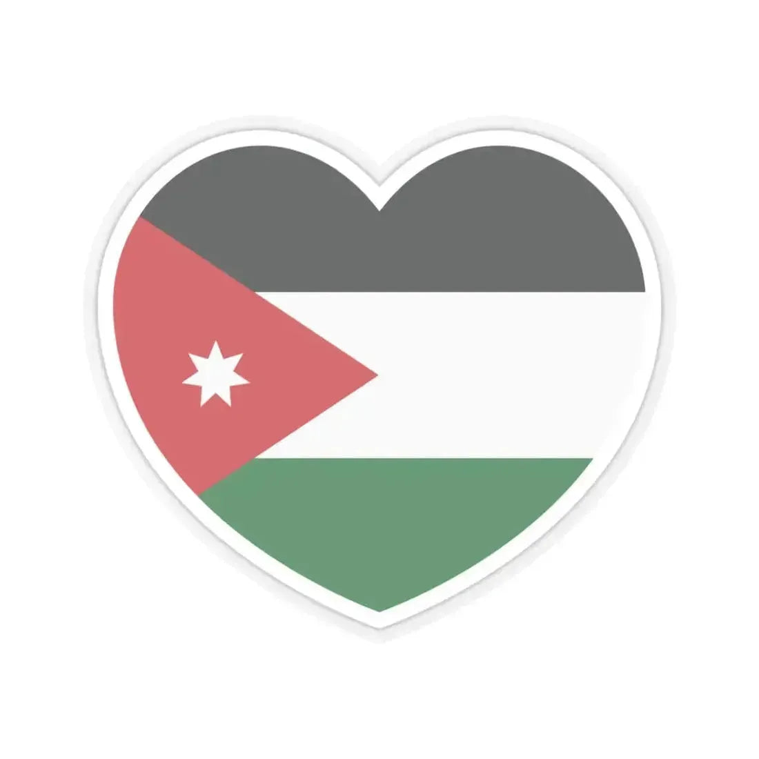 Heart Flag of Jordan - STICKER Vinyl Kiss-Cut Decal 3 Inch Transparent - The Sticker Space