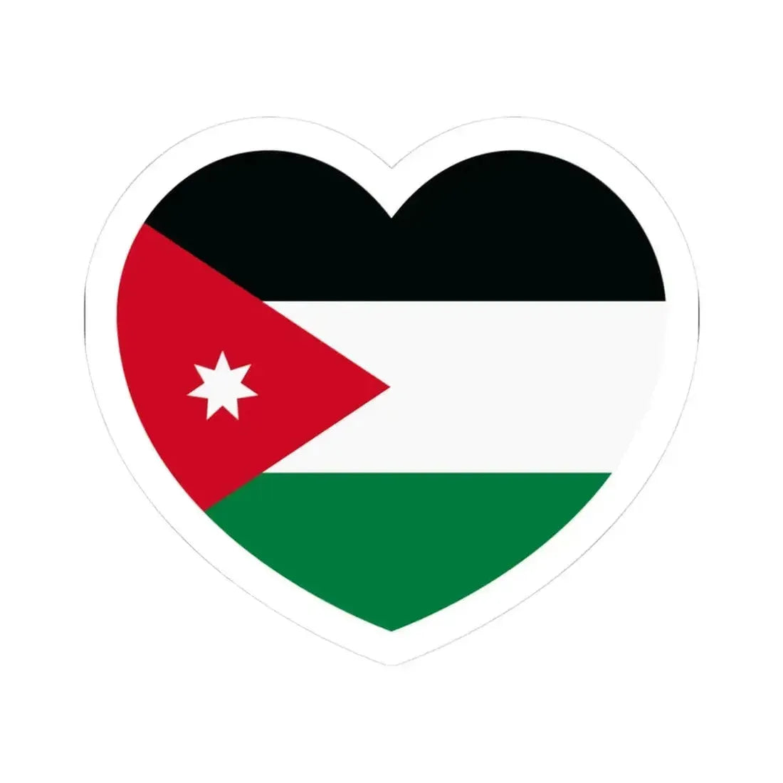Heart Flag of Jordan - STICKER Vinyl Kiss-Cut Decal 3 Inch White - The Sticker Space