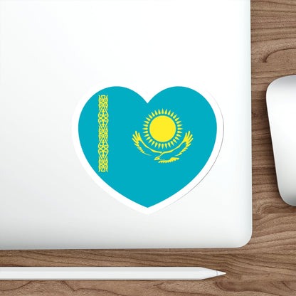 Heart Flag of Kazakhstan - STICKER Vinyl Die-Cut Decal-The Sticker Space