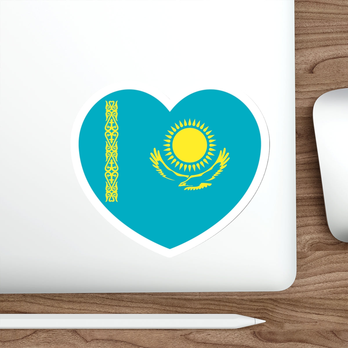 Heart Flag of Kazakhstan - STICKER Vinyl Die-Cut Decal-The Sticker Space