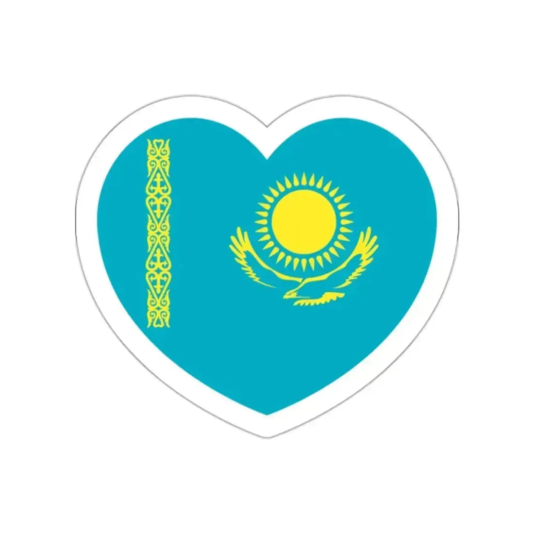 Heart Flag of Kazakhstan - STICKER Vinyl Die-Cut Decal White Die-Cut 2 Inch - The Sticker Space