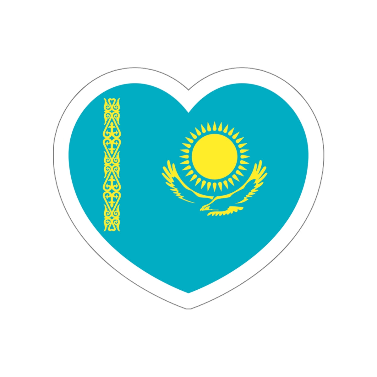 Heart Flag of Kazakhstan - STICKER Vinyl Die-Cut Decal-White-The Sticker Space