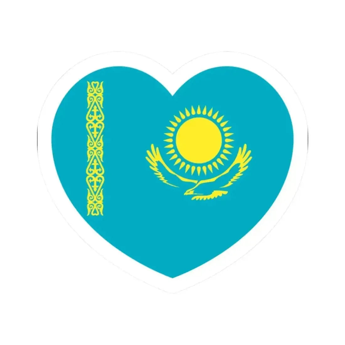 Heart Flag of Kazakhstan - STICKER Vinyl Kiss-Cut Decal 2 Inch White - The Sticker Space