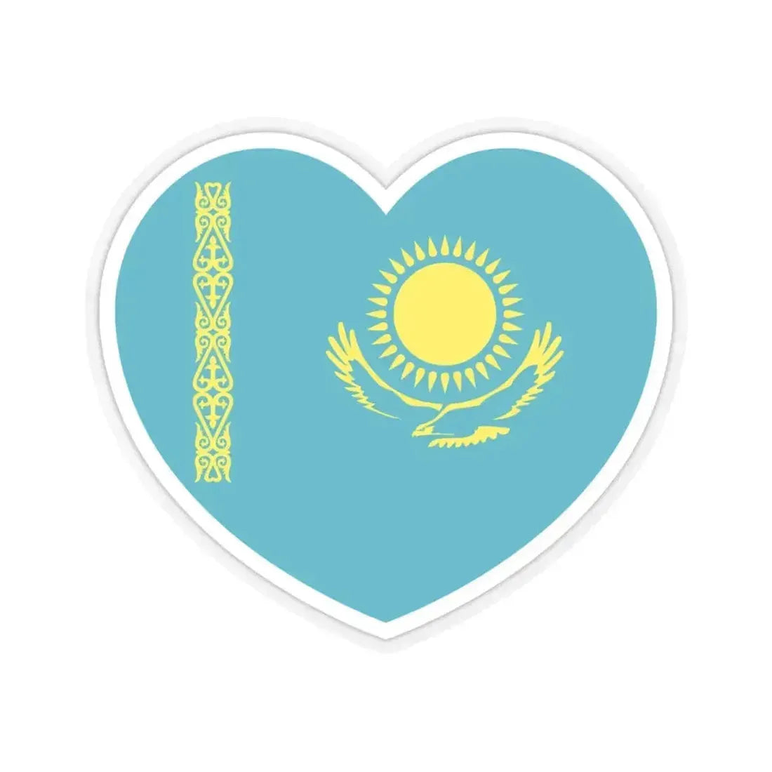 Heart Flag of Kazakhstan - STICKER Vinyl Kiss-Cut Decal 4 Inch Transparent - The Sticker Space