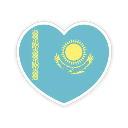 Heart Flag of Kazakhstan - STICKER Vinyl Kiss-Cut Decal 4 Inch Transparent - The Sticker Space