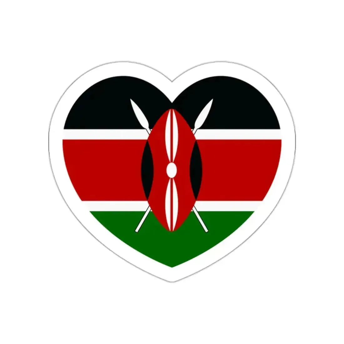 Heart Flag of Kenya - STICKER Vinyl Die-Cut Decal White Die-Cut 2 Inch - The Sticker Space