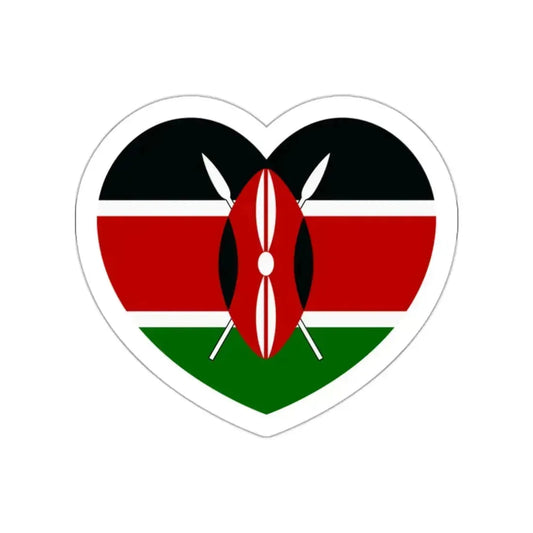 Heart Flag of Kenya - STICKER Vinyl Die-Cut Decal White Die-Cut 2 Inch - The Sticker Space