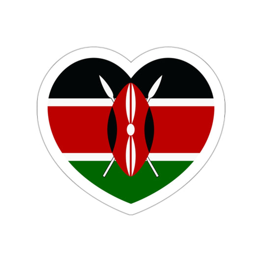 Heart Flag of Kenya - STICKER Vinyl Die-Cut Decal-White-The Sticker Space