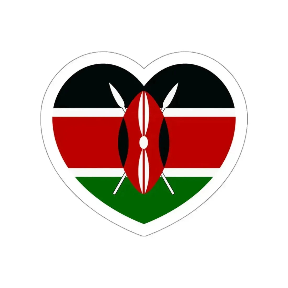 Heart Flag of Kenya - STICKER Vinyl Die-Cut Decal White Die-Cut 3 Inch - The Sticker Space