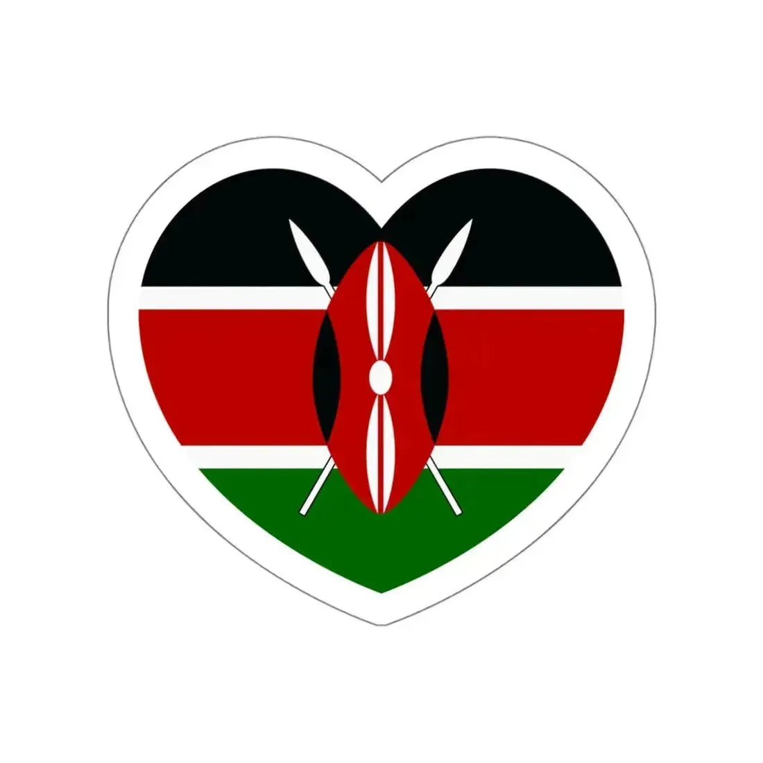 Heart Flag of Kenya - STICKER Vinyl Die-Cut Decal White Die-Cut 4 Inch - The Sticker Space