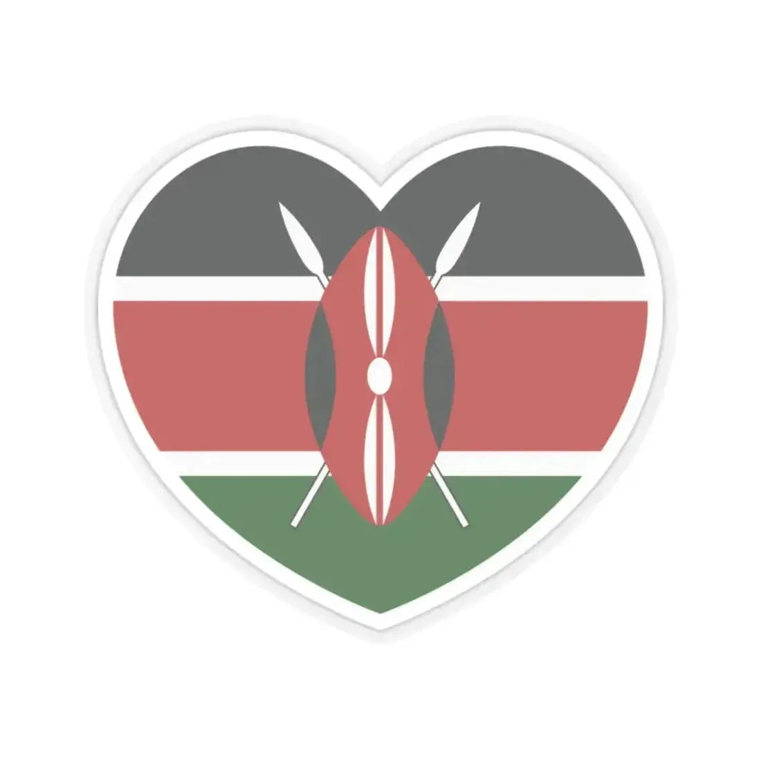 Heart Flag of Kenya - STICKER Vinyl Kiss-Cut Decal 2 Inch Transparent - The Sticker Space