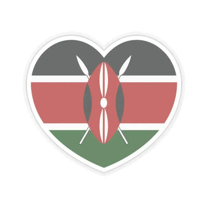 Heart Flag of Kenya - STICKER Vinyl Kiss-Cut Decal 2 Inch Transparent - The Sticker Space