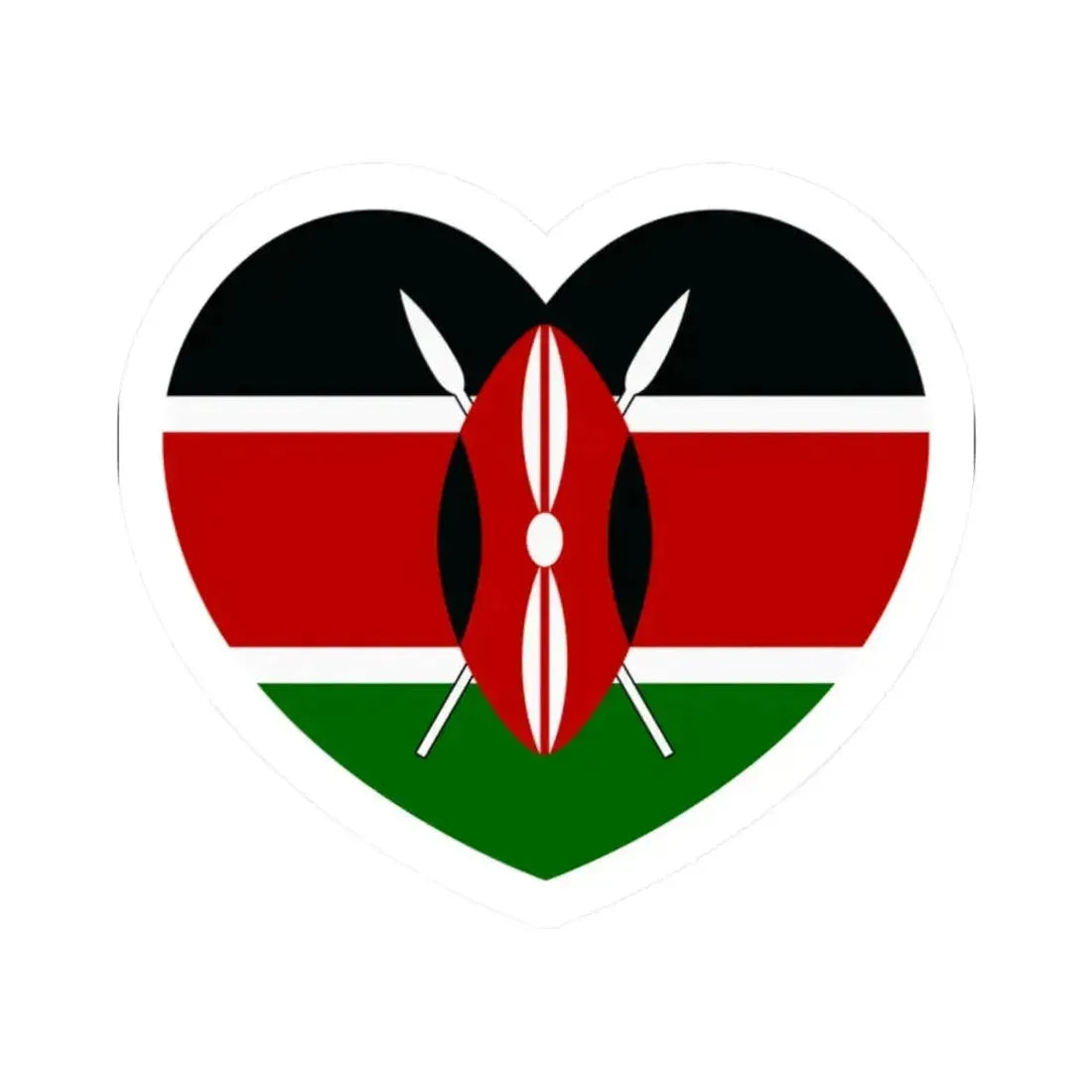 Heart Flag of Kenya - STICKER Vinyl Kiss-Cut Decal 2 Inch White - The Sticker Space