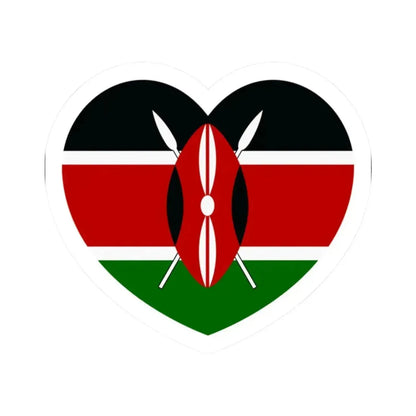 Heart Flag of Kenya - STICKER Vinyl Kiss-Cut Decal 2 Inch White - The Sticker Space