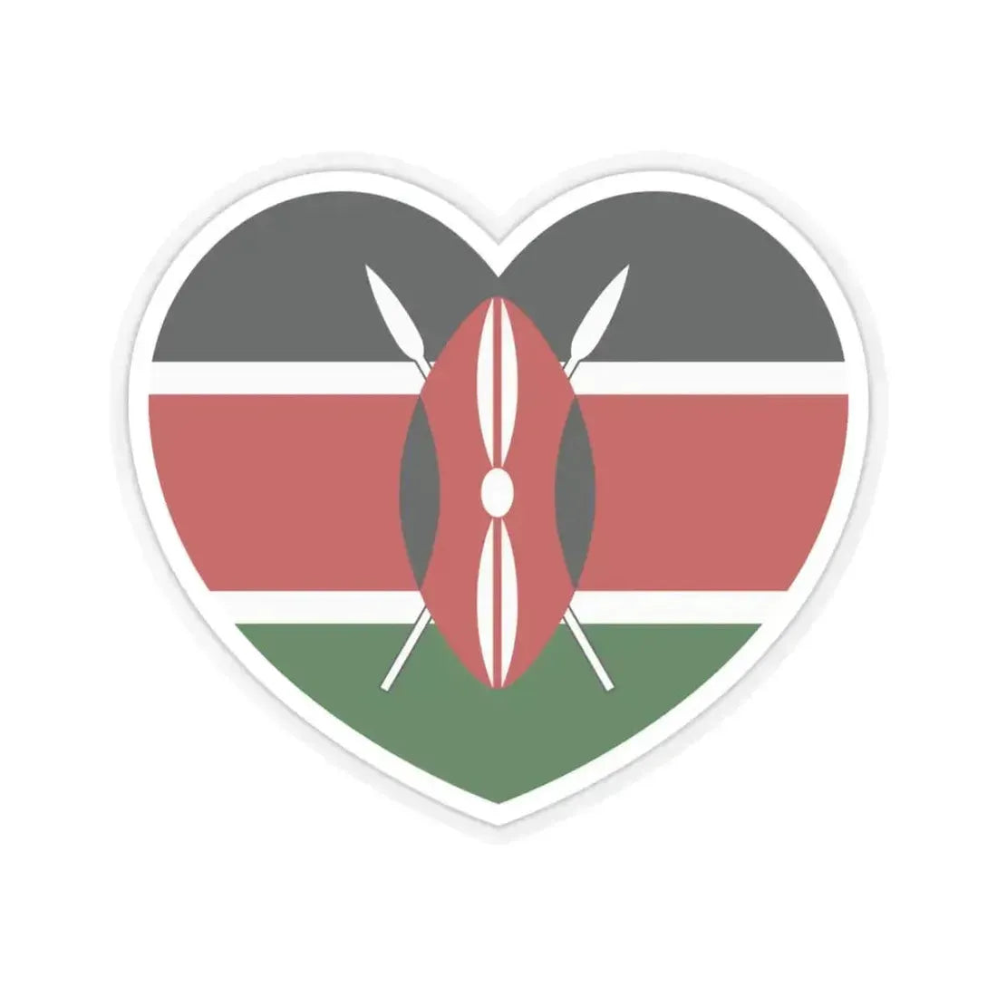 Heart Flag of Kenya - STICKER Vinyl Kiss-Cut Decal 3 Inch Transparent - The Sticker Space