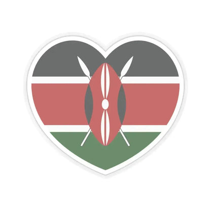 Heart Flag of Kenya - STICKER Vinyl Kiss-Cut Decal 3 Inch Transparent - The Sticker Space