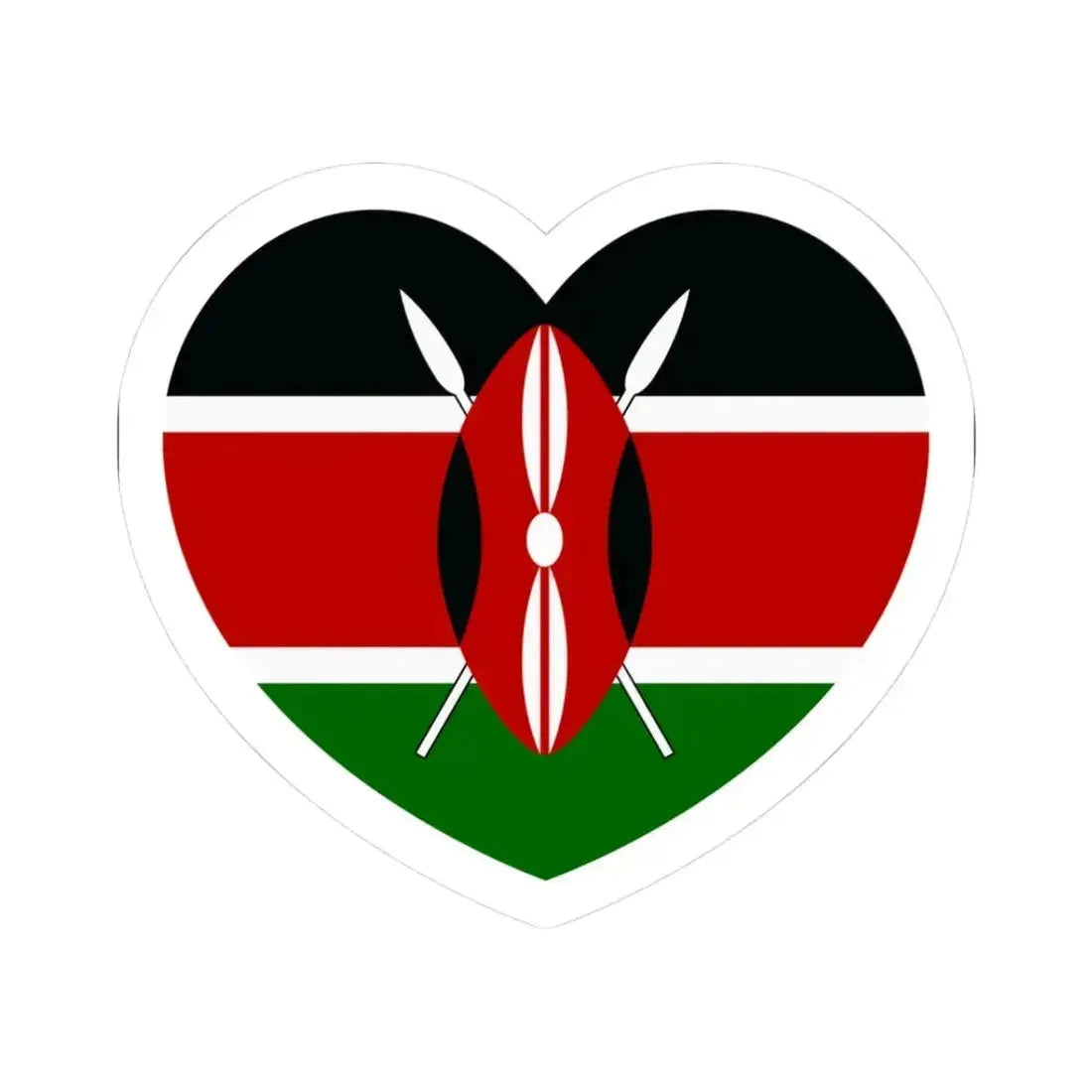 Heart Flag of Kenya - STICKER Vinyl Kiss-Cut Decal 3 Inch White - The Sticker Space