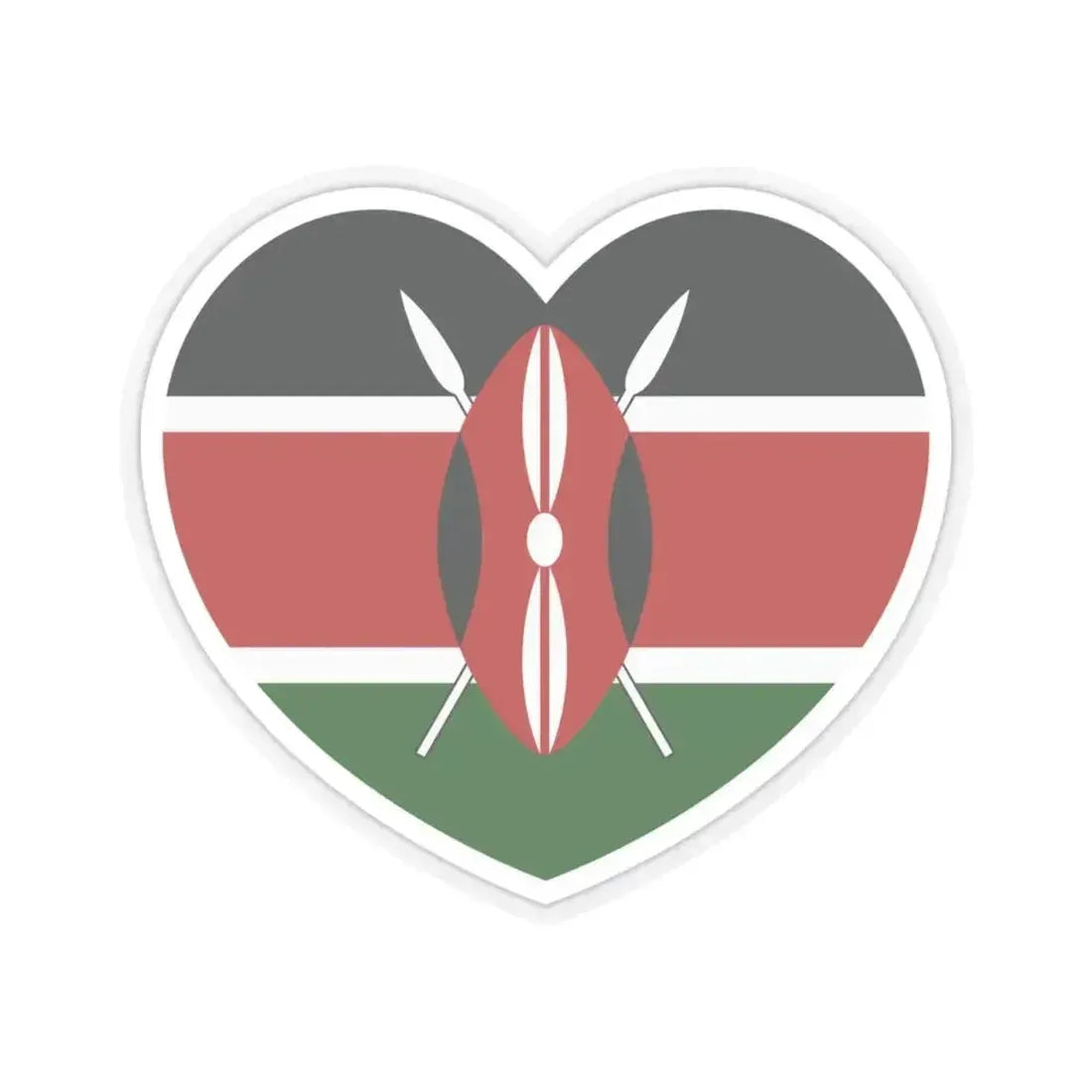 Heart Flag of Kenya - STICKER Vinyl Kiss-Cut Decal 4 Inch Transparent - The Sticker Space