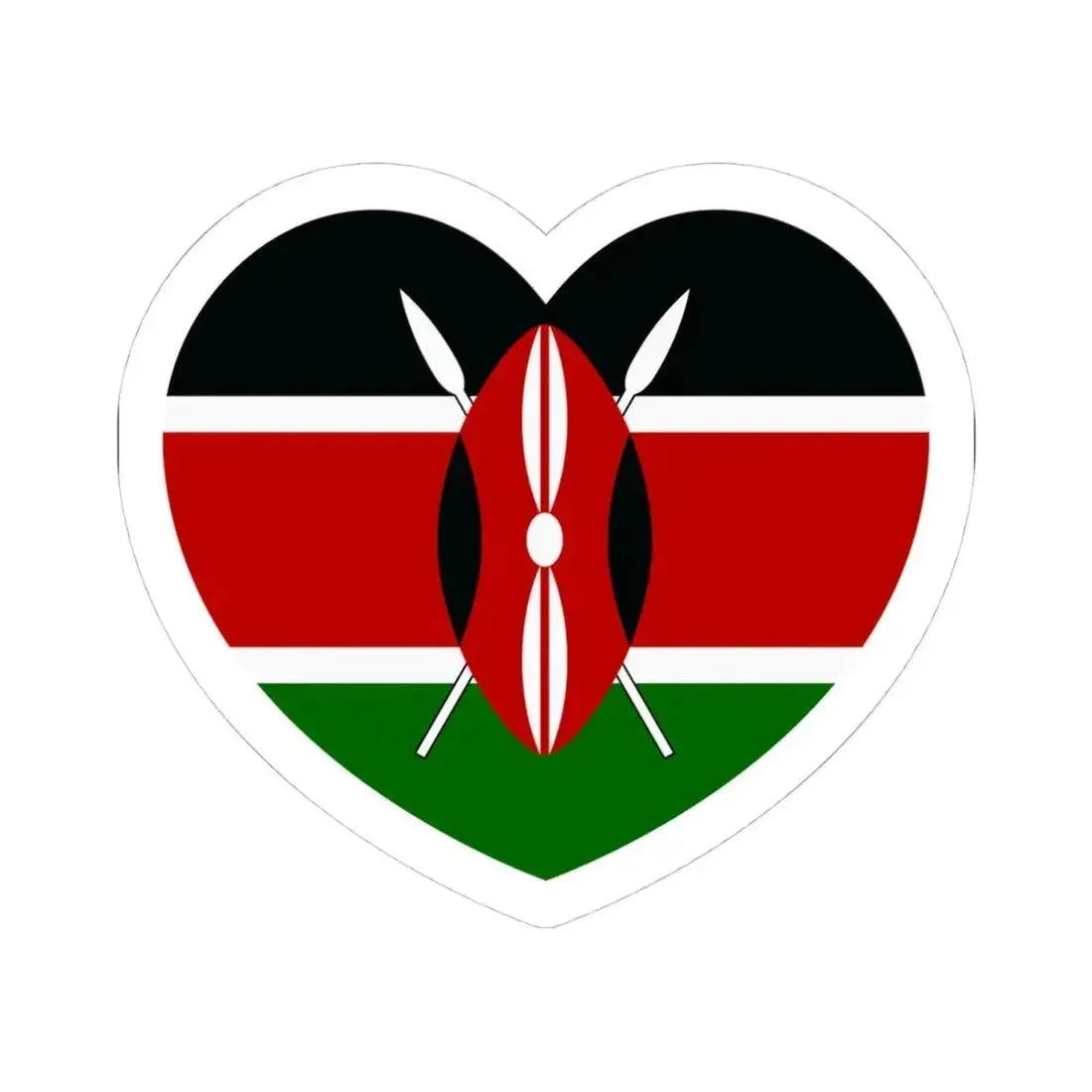 Heart Flag of Kenya - STICKER Vinyl Kiss-Cut Decal 4 Inch White - The Sticker Space