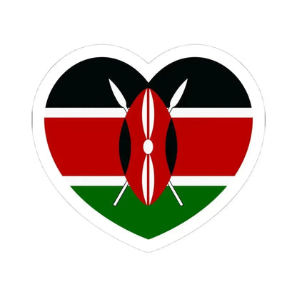 Heart Flag of Kenya - STICKER Vinyl Kiss-Cut Decal 4 Inch White - The Sticker Space