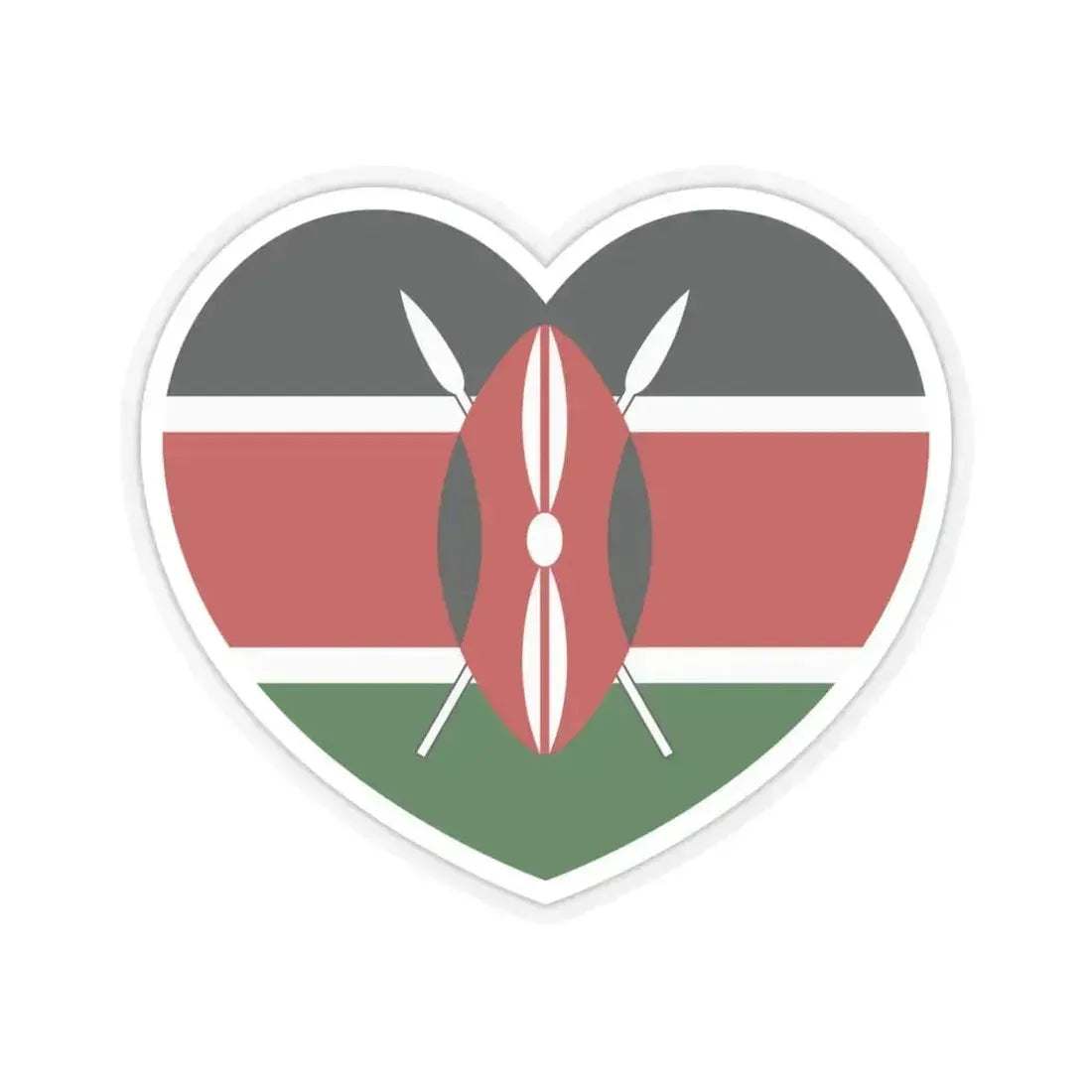 Heart Flag of Kenya - STICKER Vinyl Kiss-Cut Decal 6 Inch Transparent - The Sticker Space