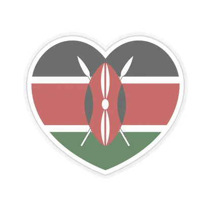 Heart Flag of Kenya - STICKER Vinyl Kiss-Cut Decal 6 Inch Transparent - The Sticker Space