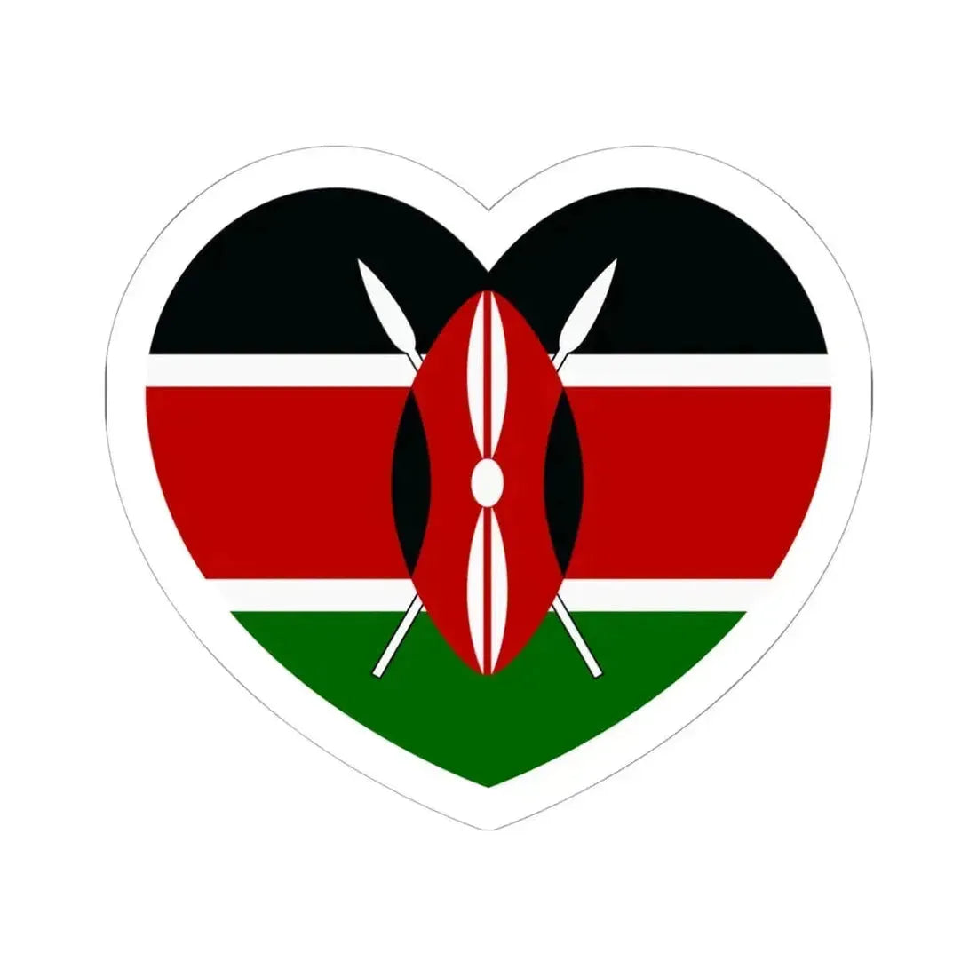 Heart Flag of Kenya - STICKER Vinyl Kiss-Cut Decal 6 Inch White - The Sticker Space