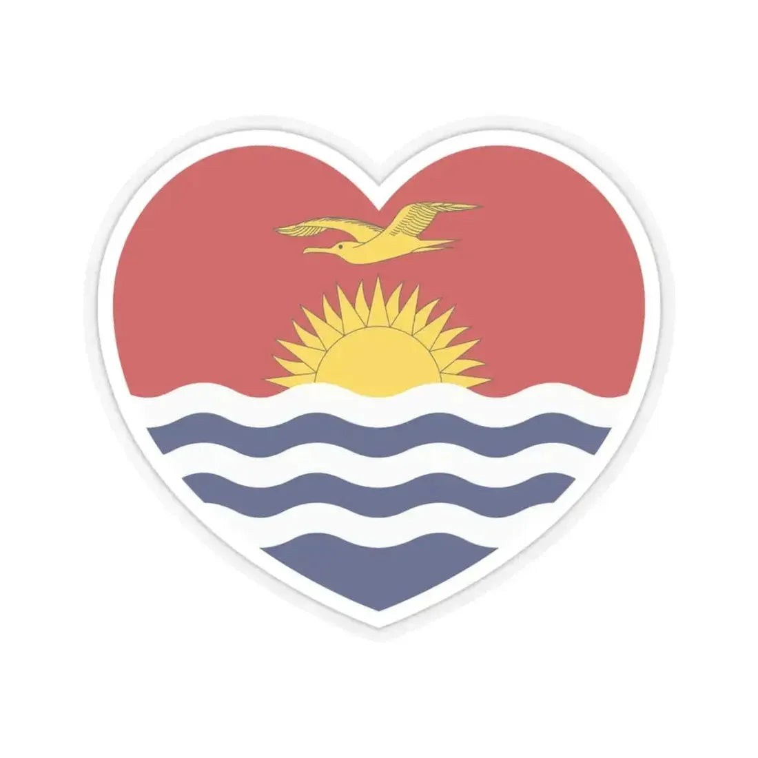 Heart Flag of Kiribati - STICKER Vinyl Kiss-Cut Decal 3 Inch Transparent - The Sticker Space
