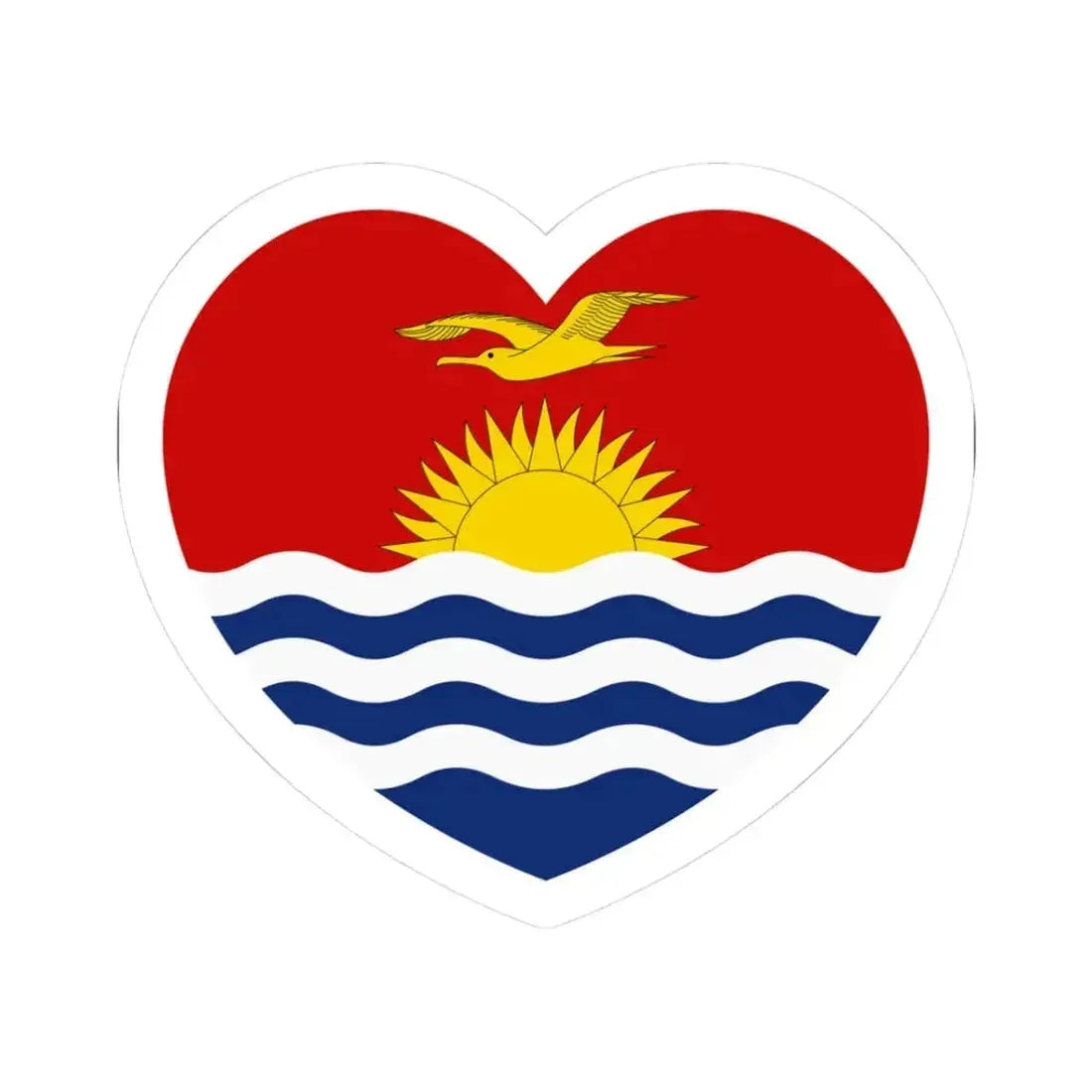 Heart Flag of Kiribati - STICKER Vinyl Kiss-Cut Decal 3 Inch White - The Sticker Space