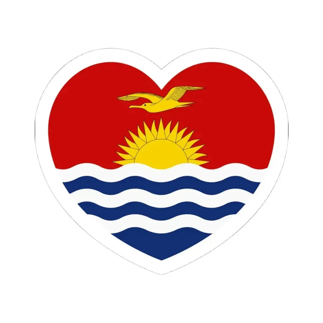 Heart Flag of Kiribati - STICKER Vinyl Kiss-Cut Decal 4 Inch White - The Sticker Space