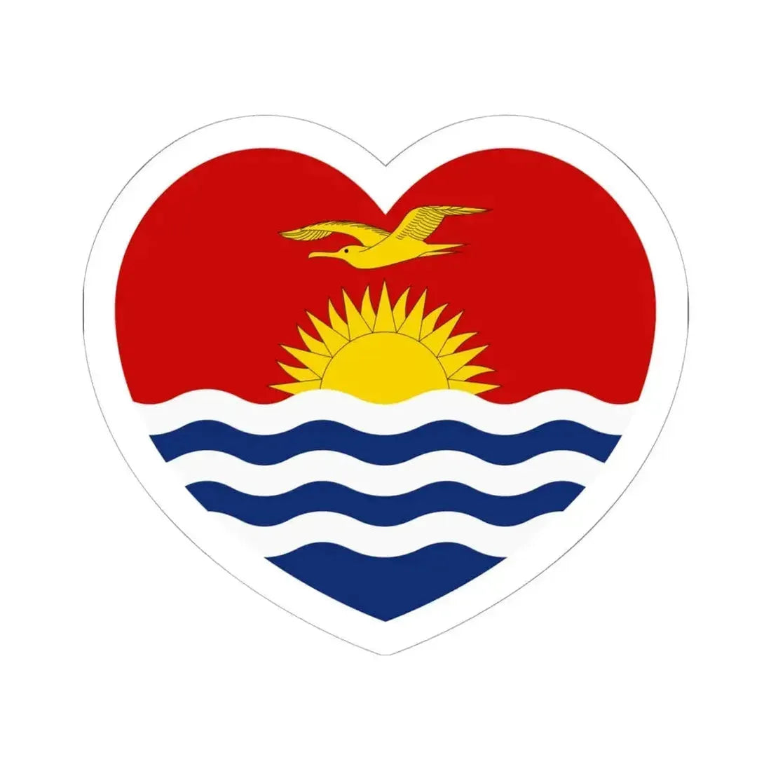 Heart Flag of Kiribati - STICKER Vinyl Kiss-Cut Decal 6 Inch White - The Sticker Space