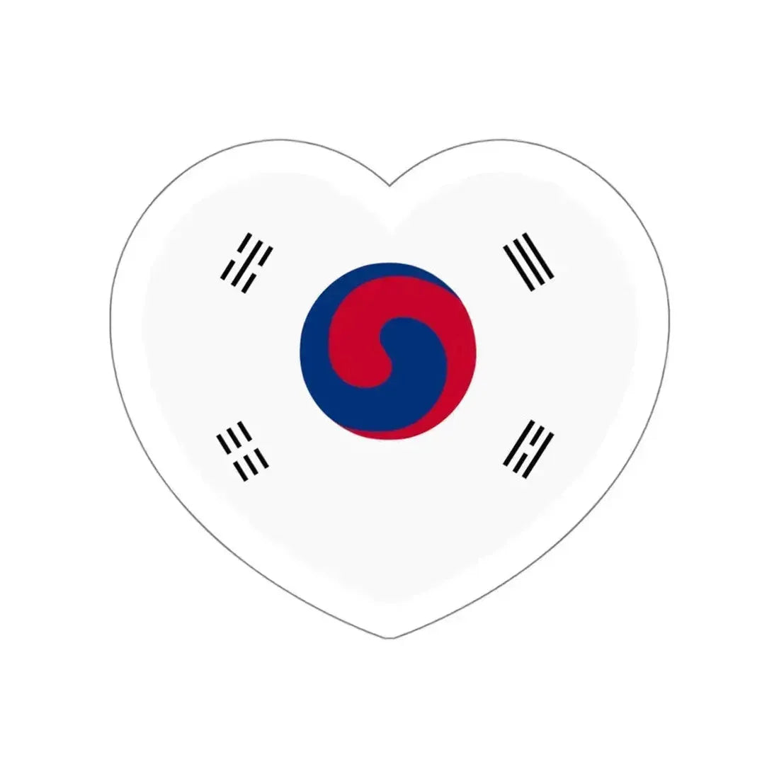 Heart Flag of Korea 1882-1910 - STICKER Vinyl Die-Cut Decal White Die-Cut 6 Inch - The Sticker Space