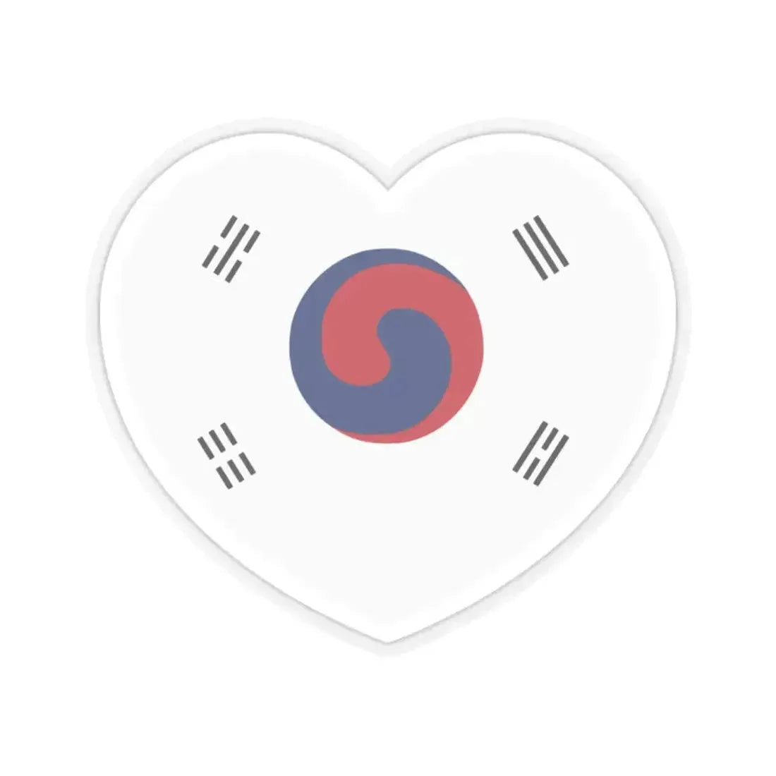 Heart Flag of Korea 1882-1910 - STICKER Vinyl Kiss-Cut Decal 2 Inch Transparent - The Sticker Space