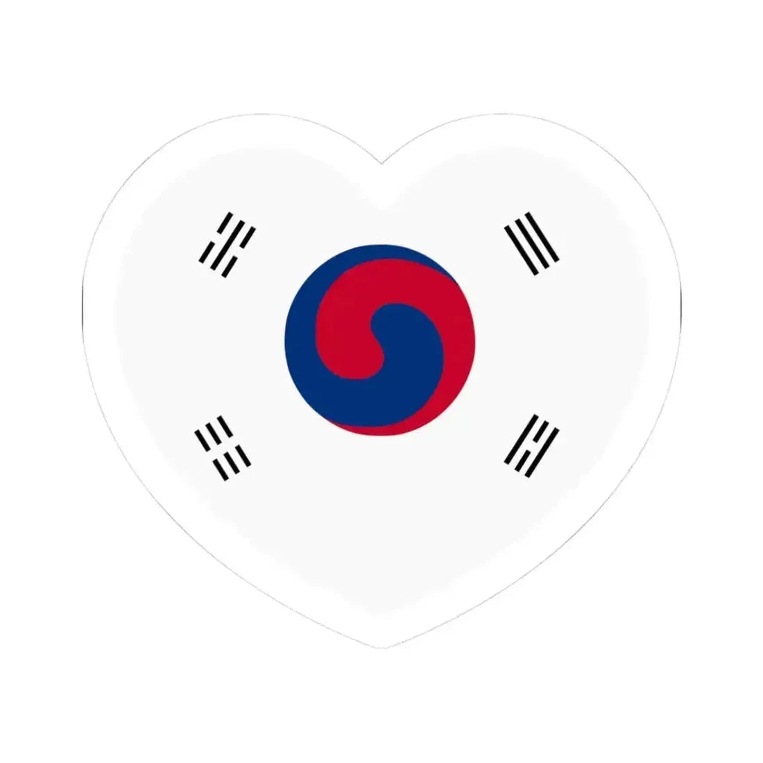 Heart Flag of Korea 1882-1910 - STICKER Vinyl Kiss-Cut Decal 3 Inch White - The Sticker Space
