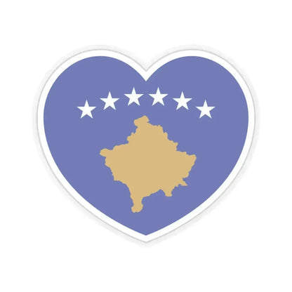 Heart Flag of Kosovo - STICKER Vinyl Kiss-Cut Decal 3 Inch Transparent - The Sticker Space