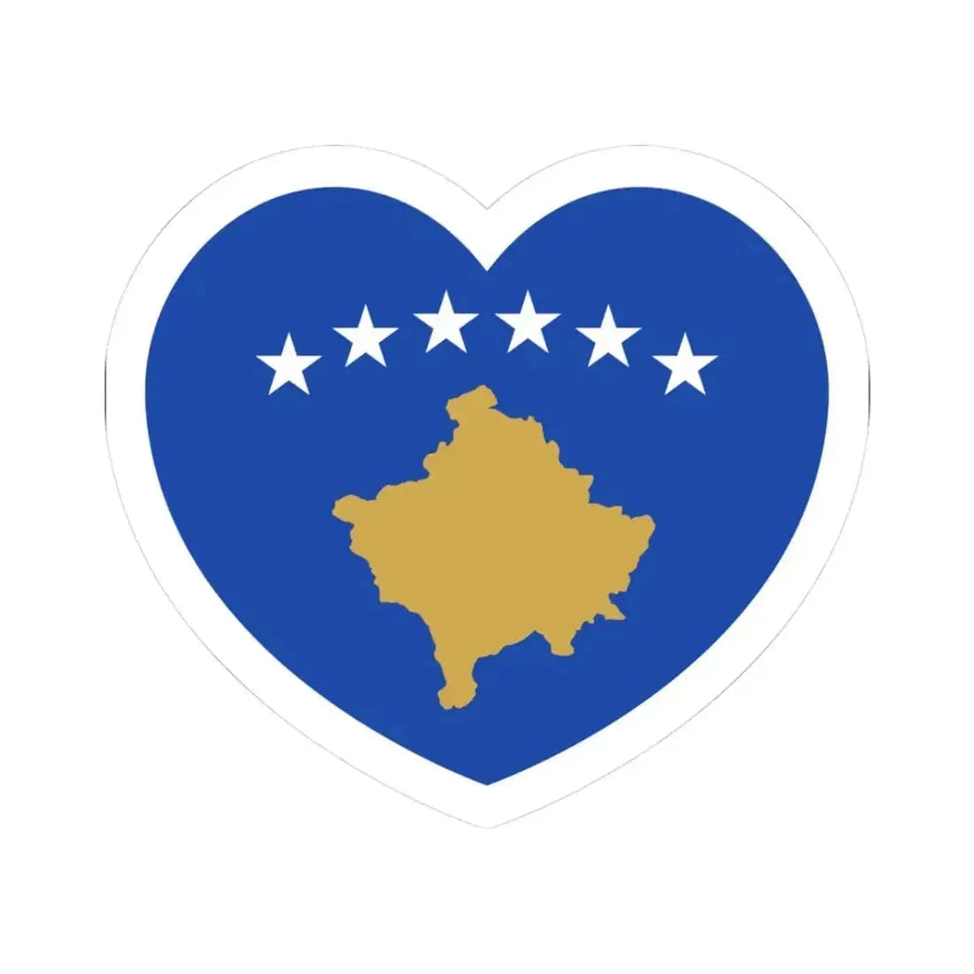 Heart Flag of Kosovo - STICKER Vinyl Kiss-Cut Decal 3 Inch White - The Sticker Space
