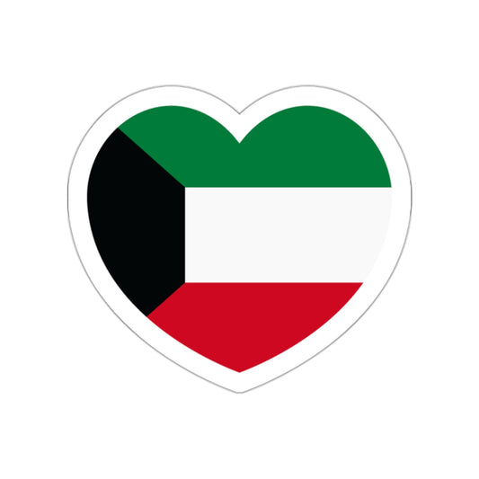 Heart Flag of Kuwait - STICKER Vinyl Die-Cut Decal-White-The Sticker Space