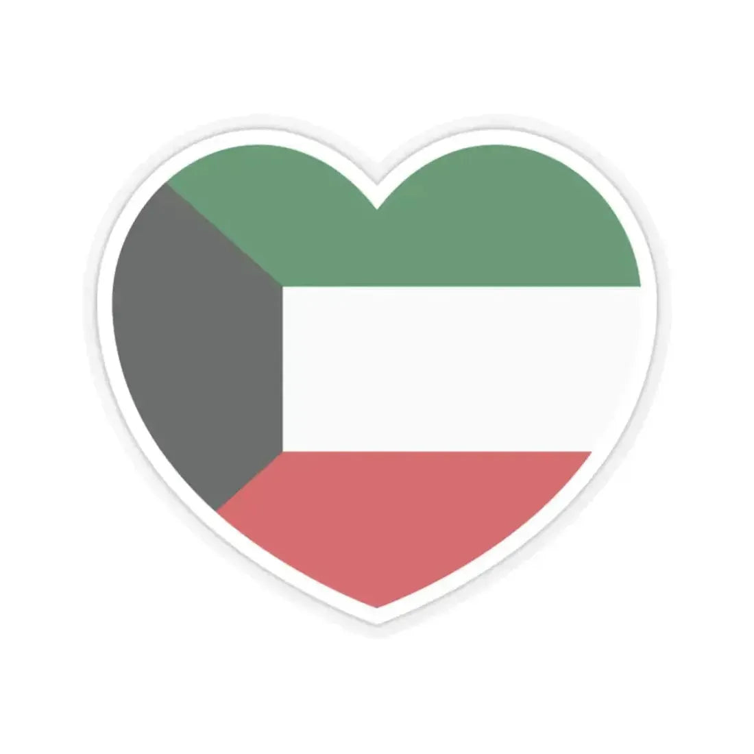 Heart Flag of Kuwait - STICKER Vinyl Kiss-Cut Decal 2 Inch Transparent - The Sticker Space