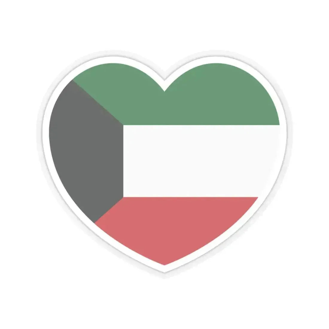 Heart Flag of Kuwait - STICKER Vinyl Kiss-Cut Decal 3 Inch Transparent - The Sticker Space