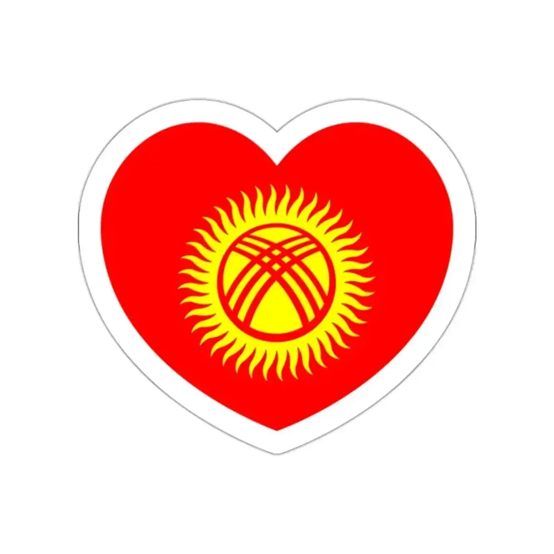 Heart Flag of Kyrgyzstan 1992-2023 - STICKER Vinyl Die-Cut Decal White Die-Cut 2 Inch - The Sticker Space