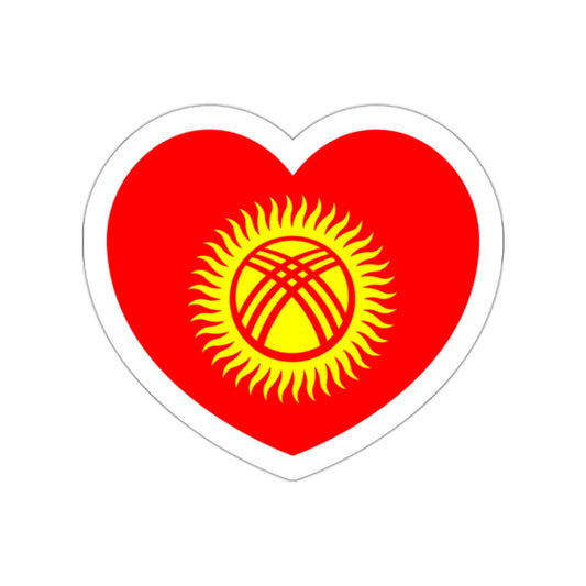 Heart Flag of Kyrgyzstan 1992-2023 - STICKER Vinyl Die-Cut Decal-White-The Sticker Space