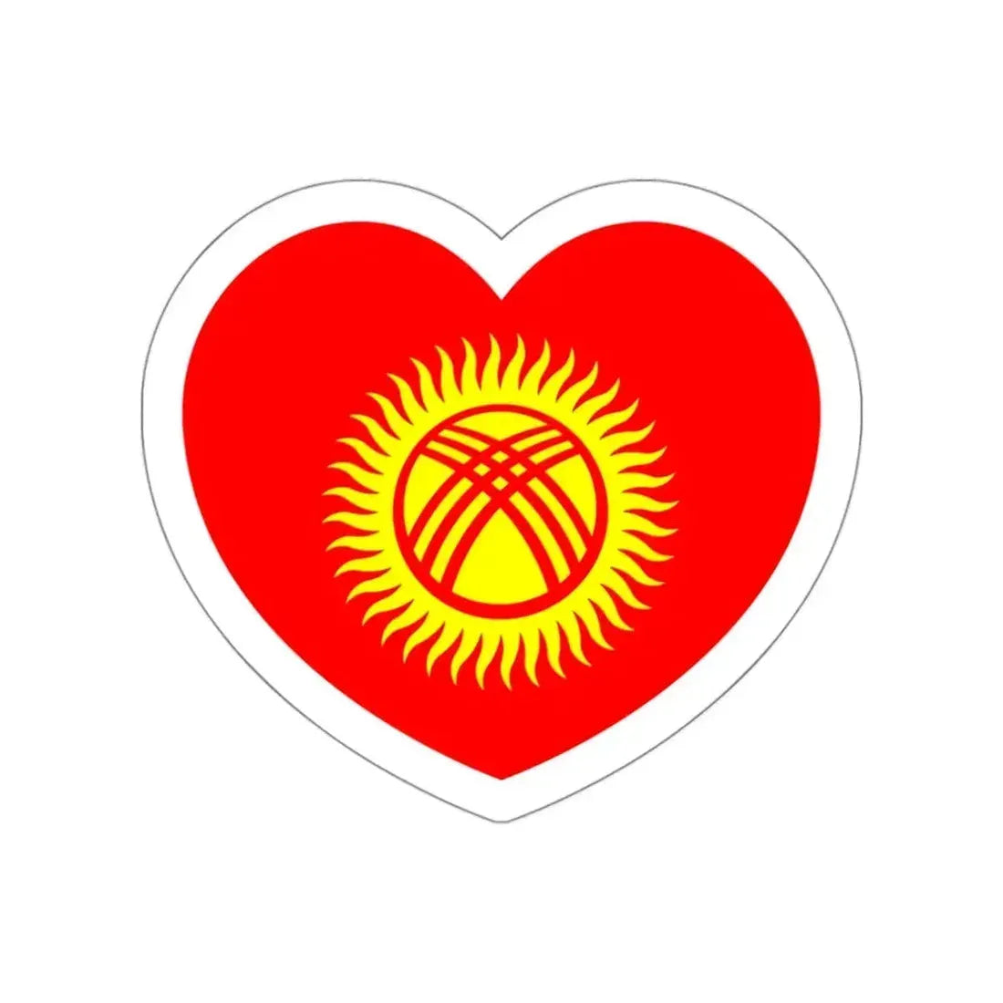 Heart Flag of Kyrgyzstan 1992-2023 - STICKER Vinyl Die-Cut Decal White Die-Cut 3 Inch - The Sticker Space
