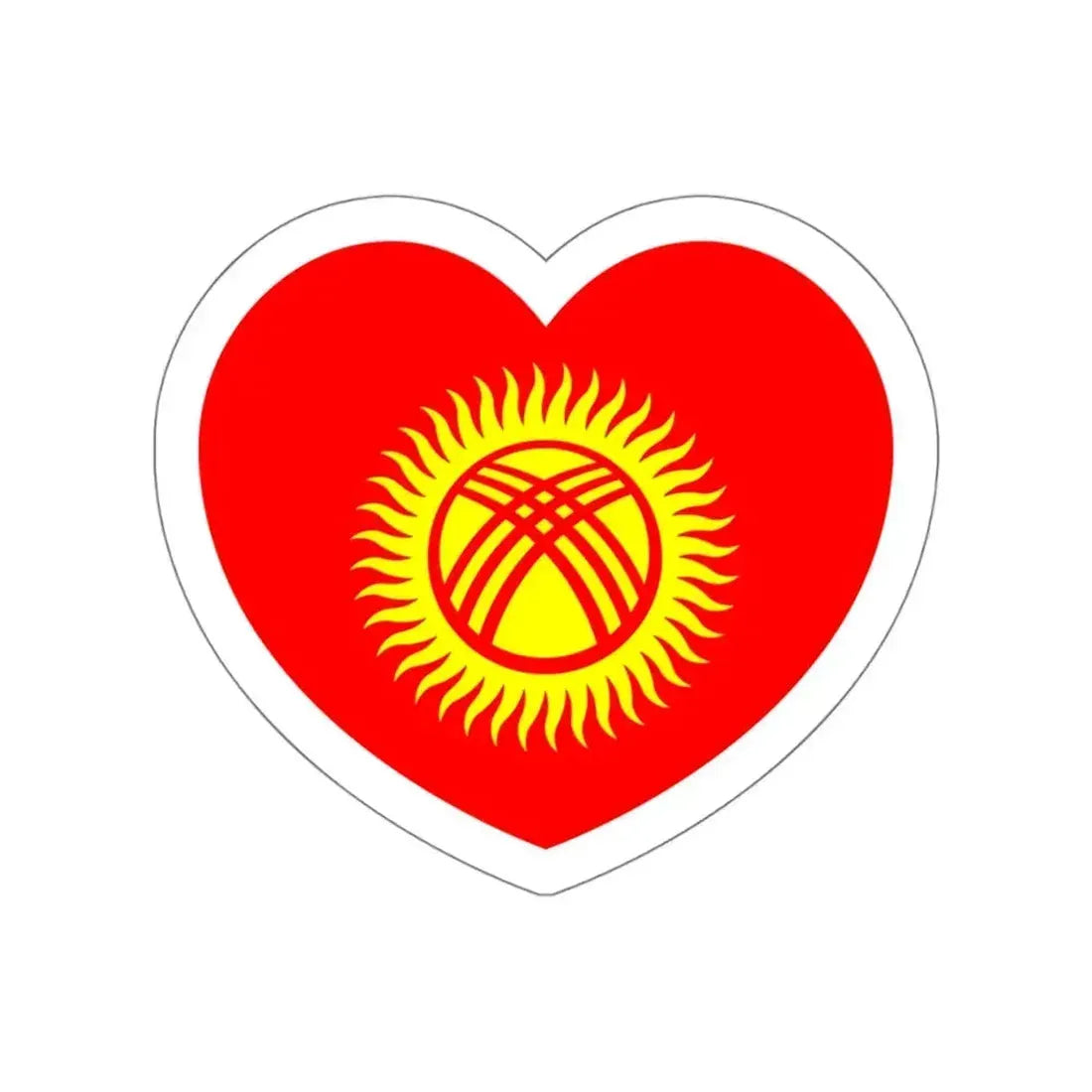 Heart Flag of Kyrgyzstan 1992-2023 - STICKER Vinyl Die-Cut Decal White Die-Cut 6 Inch - The Sticker Space