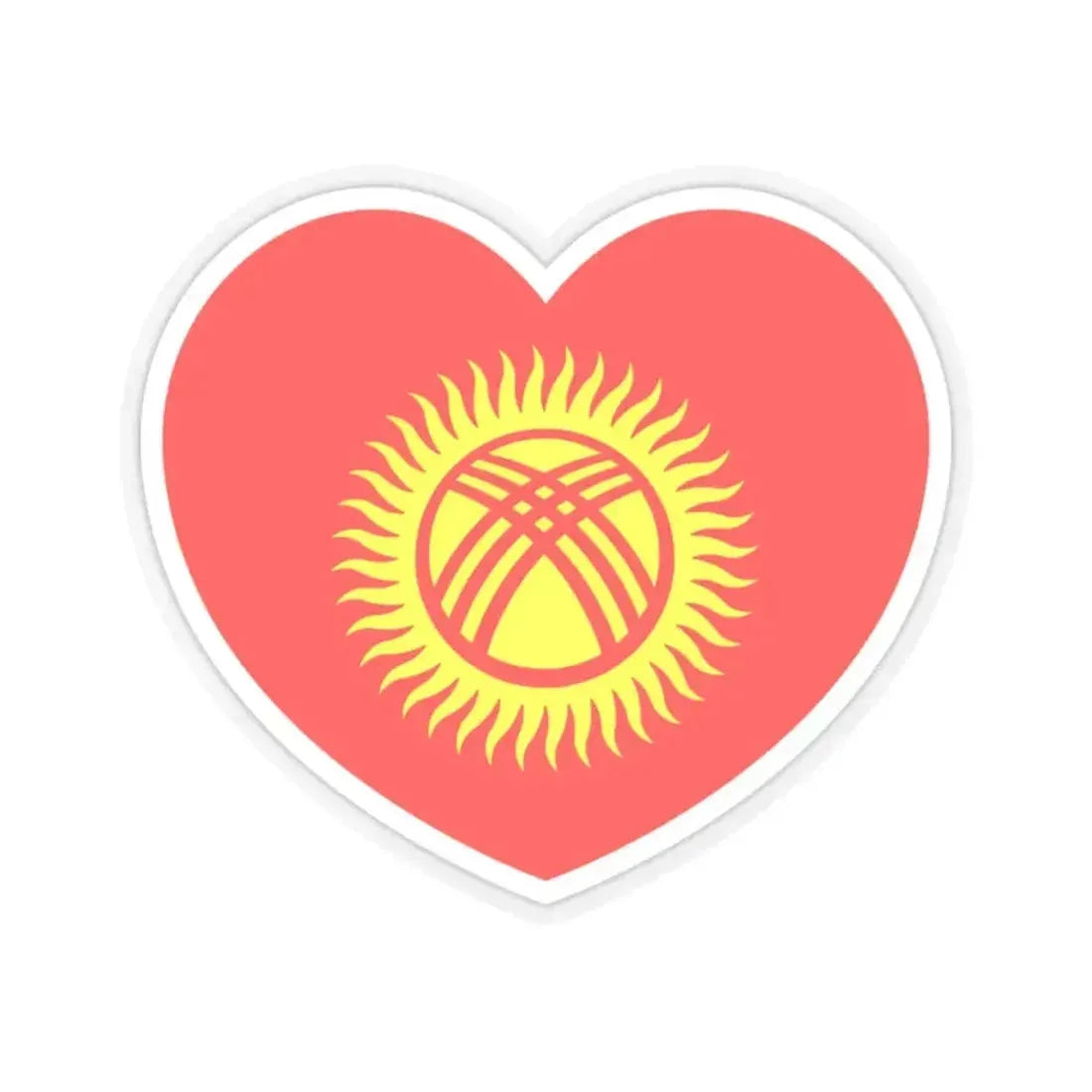 Heart Flag of Kyrgyzstan 1992-2023 - STICKER Vinyl Kiss-Cut Decal 2 Inch Transparent - The Sticker Space